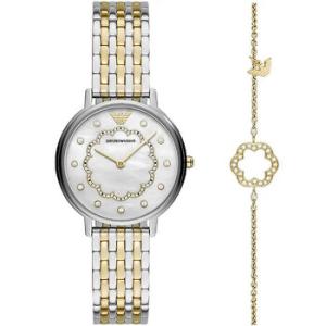 Quartz White Mother of Pearl Dial Watch and Bracelet Set AR80049
