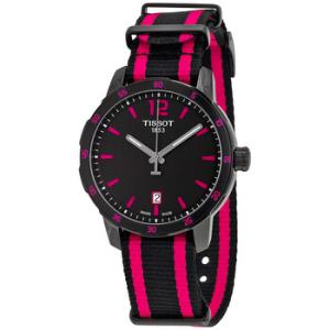 Quickster Black Dial Black and Hot Pink Nylon Watch T0954103705701