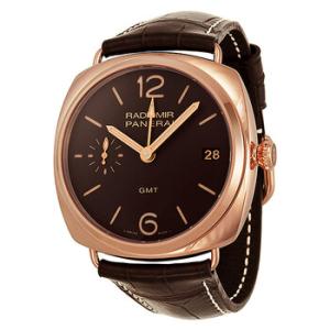 Radiomir GMT Brown Dial 18kt Rose Gold Brown Alligator Leather Watch PAM00421