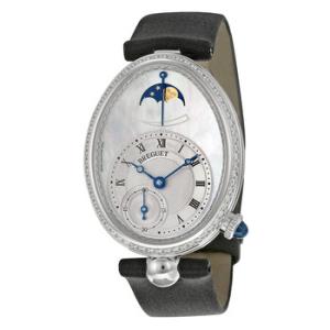 Reine De Naples Mother of Pearl Dial 18kt White Gold Diamond Black Satin Watch 8908BB52864D00D