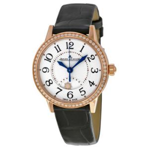 RendezVous  Silver Dial 18kt Rose Gold Black Leather Watch Q3462521