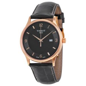 Rose Dream Quartz Black Dial Black Leather Watch T914.410.46.057.00