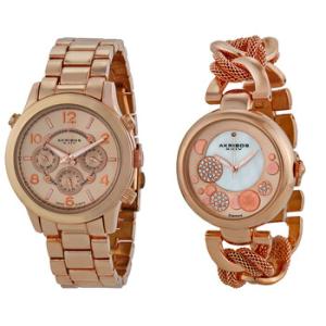 Rose Gold Tone Stainless Steel Watch Set AK676RG