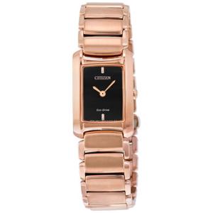 Rose Goldtone Case Black Dial EcoDrive Watch EG297657W