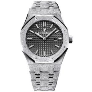 Royal Oak Frosted Black Dial 18k White Gold Watch 67653BC.GG.1263BC.02