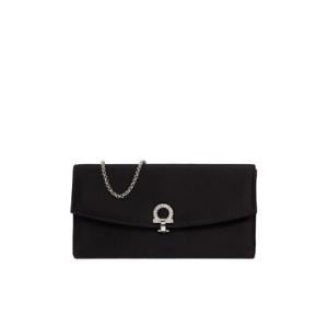 Salvatore Ferragamo Black Gancini Satin Minibag