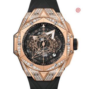 Sang Bleu II King Gold Pave Chronograph Automatic Diamond Black Dial Watch 418.OX.1108.RX.1604.MXM20