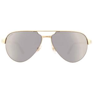Santos De Cartier Grey Gold Mirror Pilot Sunglasses CT0386S 003