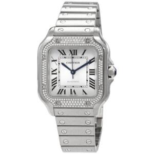 Santos De Cartier Medium Model Automatic Diamond Watch W4SA0005