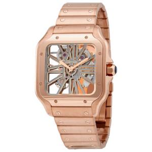 Santos Hand Wind 18kt Rose Gold Skeleton Dial Watch WHSA0016