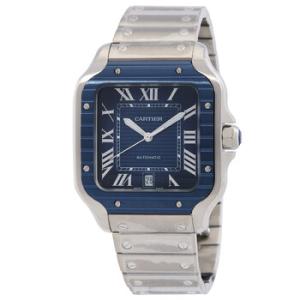 Santos Large Model Blue Striated Dial Automatic Watch WSSA0048