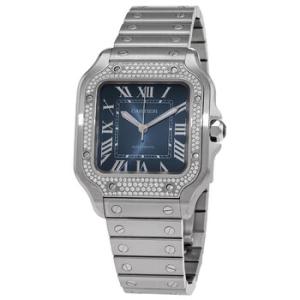 Santos Medium Model Automatic Diamond Blue Dial Watch W4SA0006