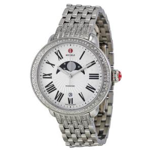 Serein Matte Silver White Moon and Star Dial Diamond Stainless Steel Bracelet Watch MWW21D000001