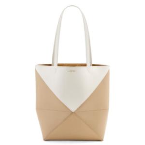 Shiny Calfskin Puzzle Fold Tote  Soft WhitePaper Craft