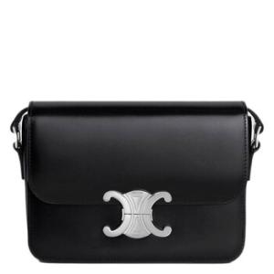 Shiny Calfskin Teen Triomphe Bag In Black