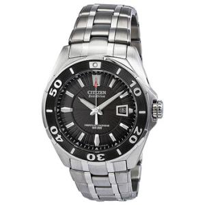 Signature EcoDrive Black Dial Stainless Steel Watch BL125055E
