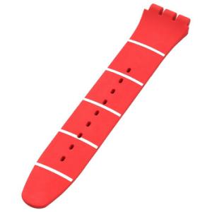 Silicone Red  White Watch Band 6H ACM0007H6