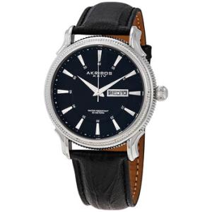 Silver Dial Black Leather  Watch AK726SSB