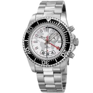 Silver and White Dial GMT Stainless Steel Watch AK955SS