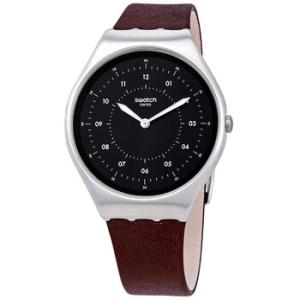 Skinbrushed Black Dial Brown Leather Watch SYXS102