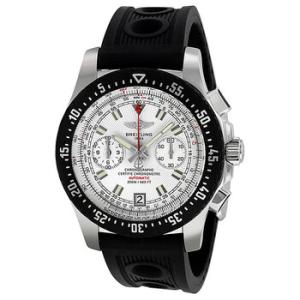 Skyracer Raven Silver Dial Chronograph Black Rubber Watch A2736434G615BKOR