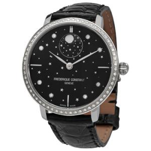Slimline Moonphase Stars Automatic Diamond Black Dial Watch FC701BSD3SD6