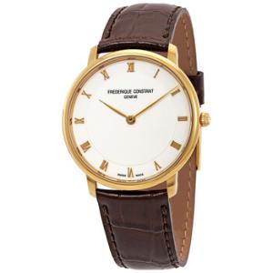 Slimline White Dial Brown Leather Watch FC200RS5S35