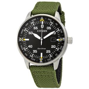 Solar Black Dial Green Nylon Watch BM739022X