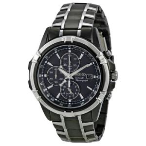Solar Chronograph Black Dial Watch SSC143