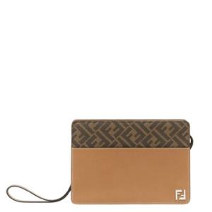 Squared Logo Applique Standing Clutch
