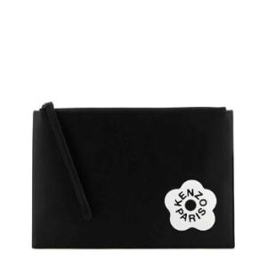Stamp Zipped Large Clutch Bag In Black