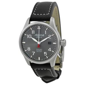 Startimer Pilot Automatic Grey Dial Black Leather Watch AL525G3S6