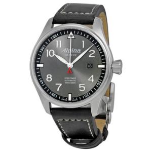 Startimer Pilot Automatic Grey Dial Black Leather Watch AL525GB4S6