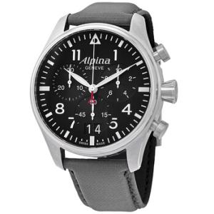 Startimer Pilot Black Dial Grey Leather Watch AL372B4S6