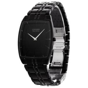 Stiletto EcoDrive Black Dial Black IP Stainless Steel Watch AR302550E