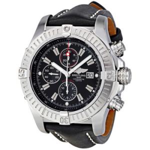 Super Avenger Black Dial Chronograph Black Leather Strap Watch A1337011B907BKLT