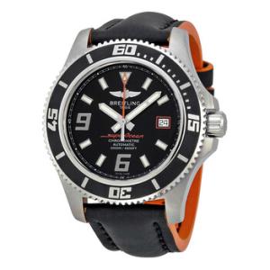 Superocean 44 Mechanical Black Dial Black Leather Watch A1739102BA80BKOLT