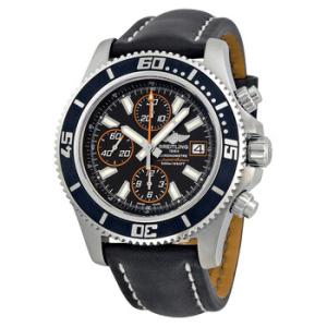 Superocean Chronograph II Automatic Black Dial Black Leather Watch A1334102ba85bklt
