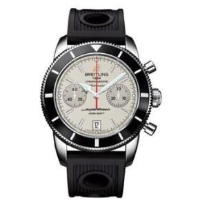 Superocean Heritage Chronograph Stratus Silver Dial Black Rubber Watch A2337024G753