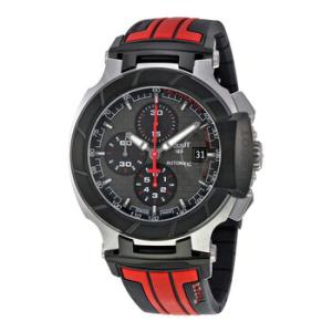 TRace Motogp Chronograph Automatic Grey Dial Black and Red Rubber Watch T0484272706100