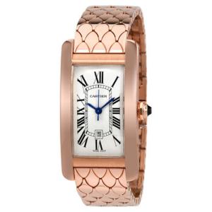 Tank Americaine 18kt Pink Gold Silvered Flinque Dial Watch W2620032
