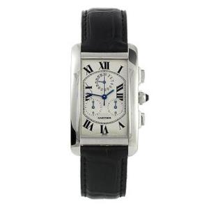 Tank Americaine Silver Dial 18kt White Gold Watch W2603356