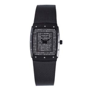 Tondor Tonneau Black IP Steel Pave Crystal Watch JE100613007.16