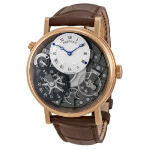 Tradition GMT Manual Skeletal Dial Leather Watch 7067BRG19W6