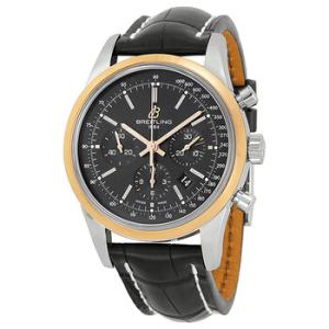 TransOcean Chrono Black Dial Brown Leather Watch UB015212BC74BKCT