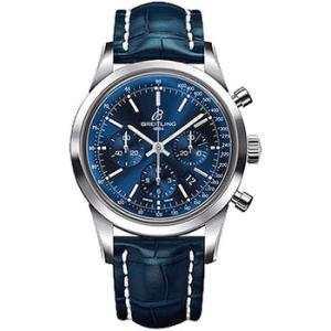 Transocean Chronograph Blue Dial Blue Leather Watch AB015112C860BLCD