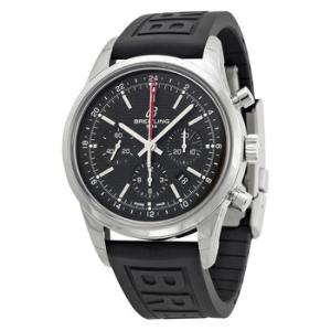 Transocean Chronograph GMT Black Dial Black Rubber Watch AB045112BC67BKPD3