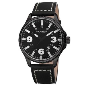 Trek Black Dial Black Leather Watch AK833WT