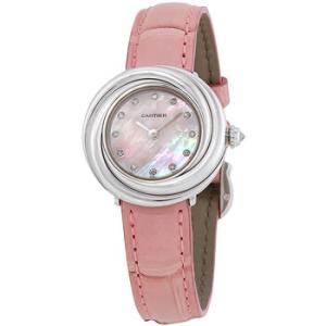 Trinity Pink Mother of Pearl Diamond Dial 18Kt White Gold Patent Leather Watch WG200846