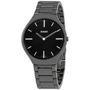 True Black Dial Platinumtone Ceramic Watch R27955152
